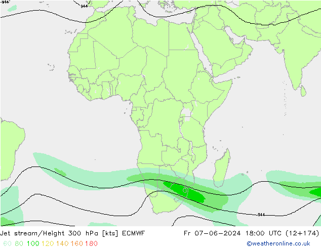 Corriente en chorro ECMWF vie 07.06.2024 18 UTC