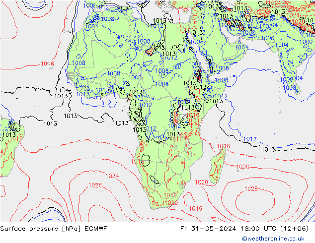 Surface pressure ECMWF Fr 31.05.2024 18 UTC