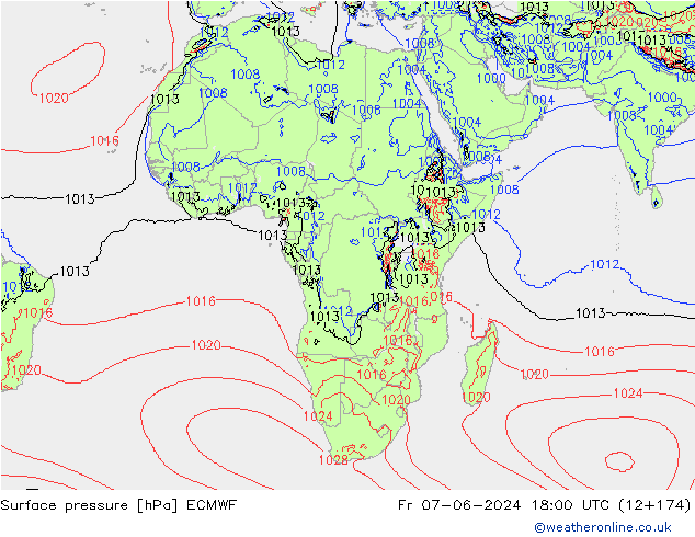 приземное давление ECMWF пт 07.06.2024 18 UTC