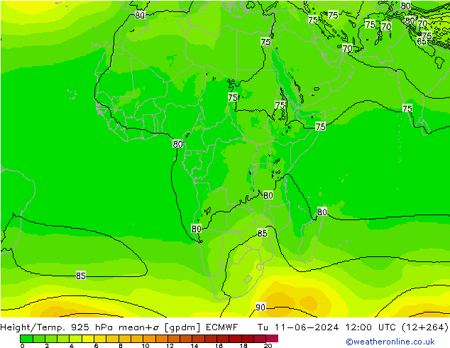 Height/Temp. 925 hPa ECMWF Tu 11.06.2024 12 UTC