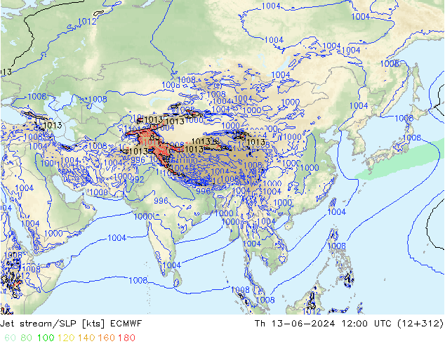 Courant-jet ECMWF jeu 13.06.2024 12 UTC