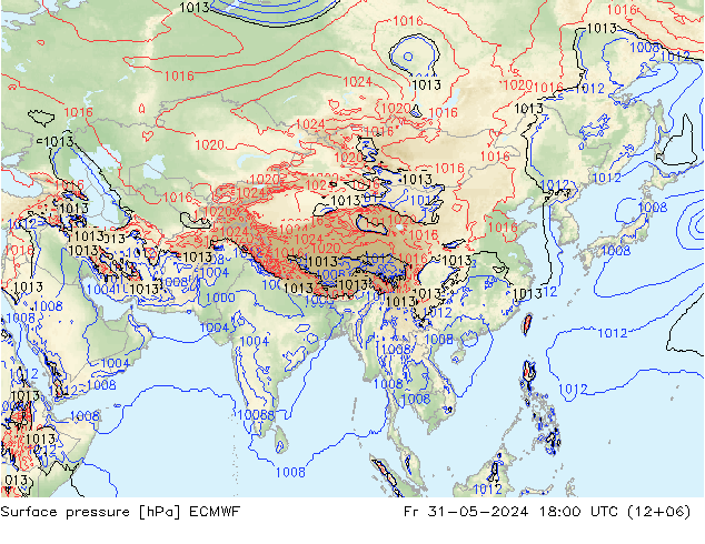 Surface pressure ECMWF Fr 31.05.2024 18 UTC