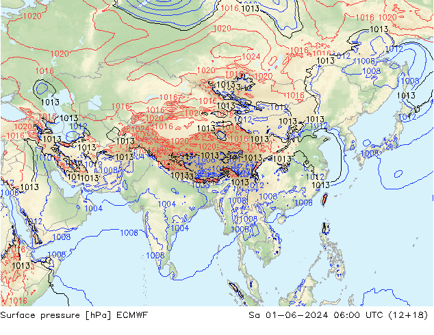 Luchtdruk (Grond) ECMWF za 01.06.2024 06 UTC