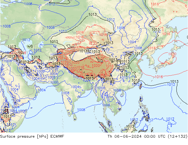 Pressione al suolo ECMWF gio 06.06.2024 00 UTC