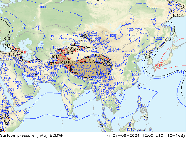 Yer basıncı ECMWF Cu 07.06.2024 12 UTC