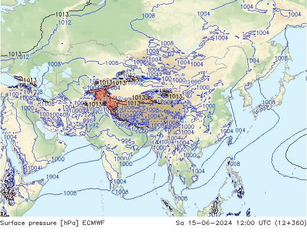 Atmosférický tlak ECMWF So 15.06.2024 12 UTC