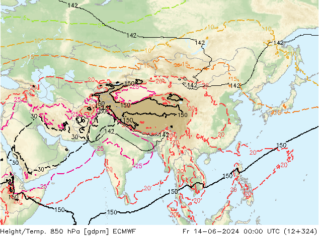 Height/Temp. 850 hPa ECMWF Fr 14.06.2024 00 UTC