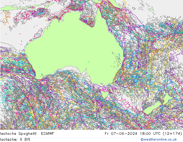 Isotachs Spaghetti ECMWF ven 07.06.2024 18 UTC