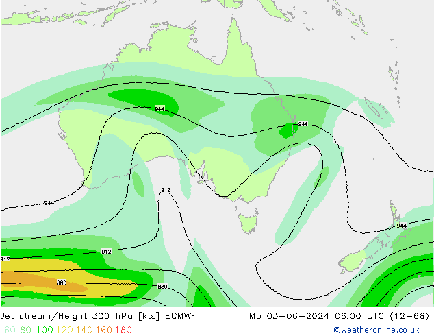 Prąd strumieniowy ECMWF pon. 03.06.2024 06 UTC