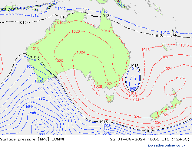 Luchtdruk (Grond) ECMWF za 01.06.2024 18 UTC