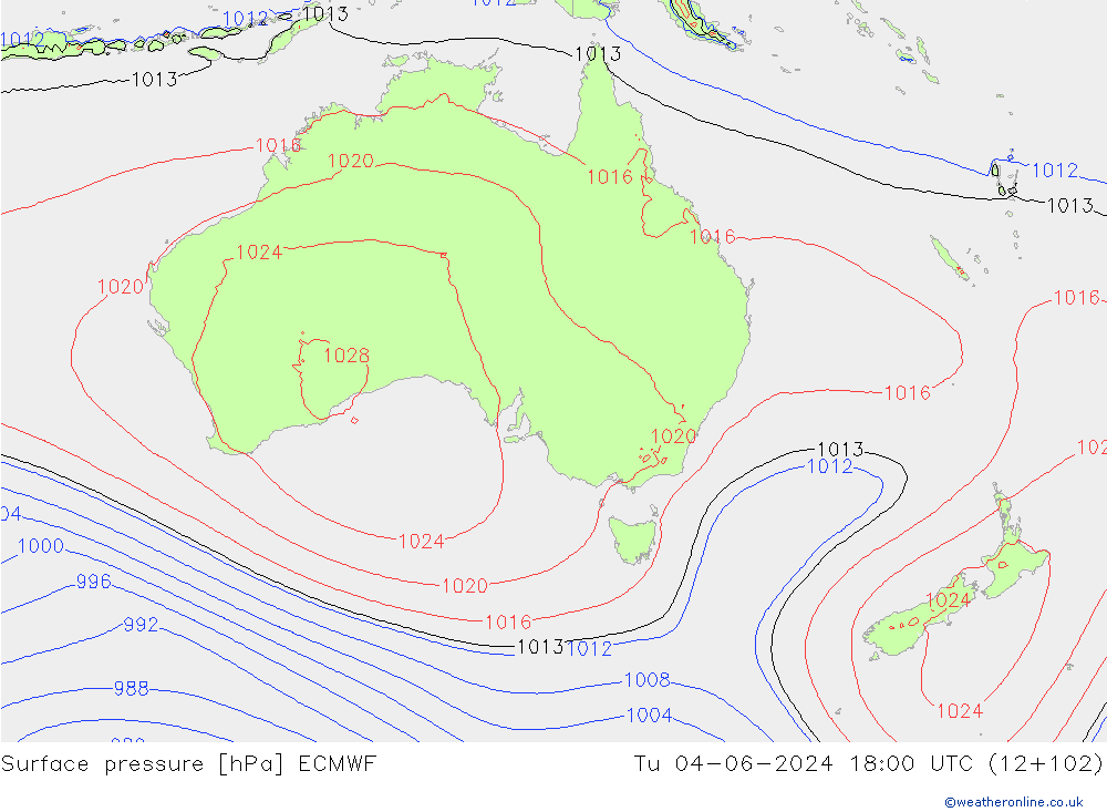 Surface pressure ECMWF Tu 04.06.2024 18 UTC