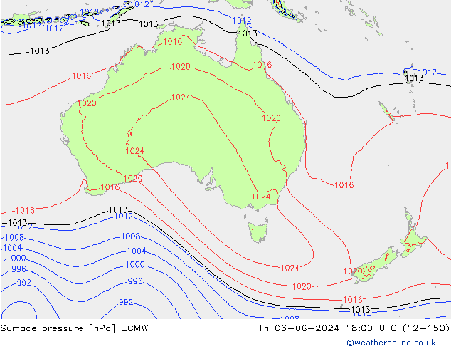 pressão do solo ECMWF Qui 06.06.2024 18 UTC