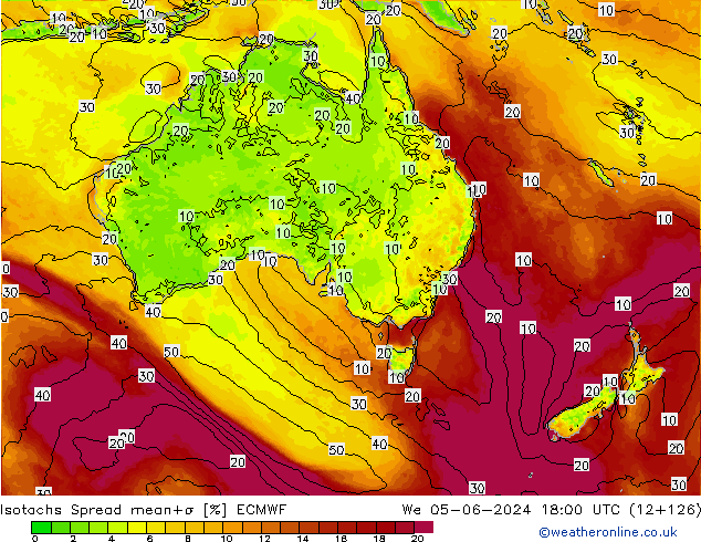 Isotachs Spread ECMWF mer 05.06.2024 18 UTC