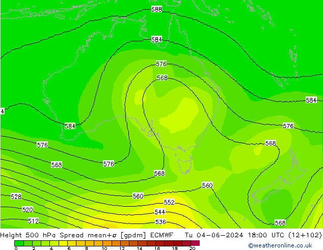 Height 500 hPa Spread ECMWF  04.06.2024 18 UTC