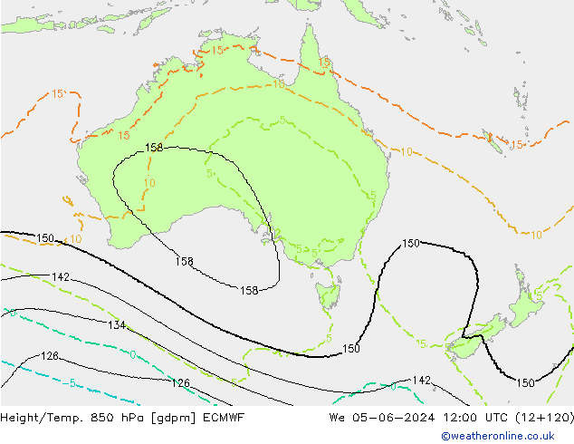 Height/Temp. 850 hPa ECMWF  05.06.2024 12 UTC
