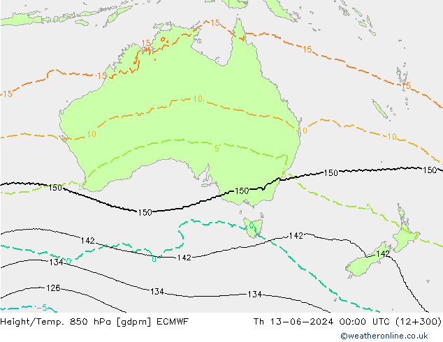 Yükseklik/Sıc. 850 hPa ECMWF Per 13.06.2024 00 UTC