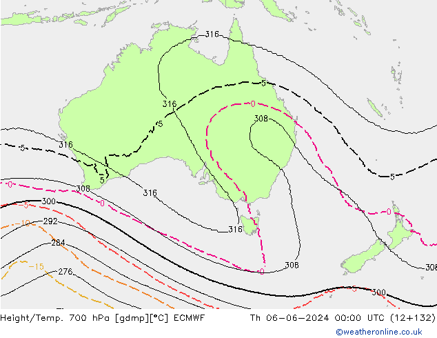 Height/Temp. 700 hPa ECMWF Čt 06.06.2024 00 UTC