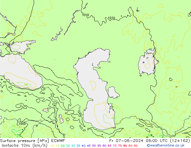 Isotachs (kph) ECMWF Fr 07.06.2024 06 UTC