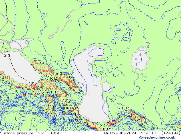 Surface pressure ECMWF Th 06.06.2024 12 UTC