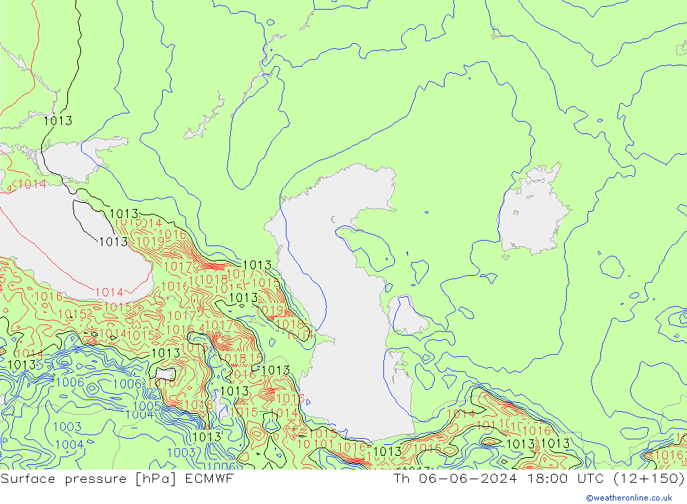 pressão do solo ECMWF Qui 06.06.2024 18 UTC