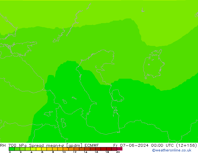 RH 700 hPa Spread ECMWF Pá 07.06.2024 00 UTC