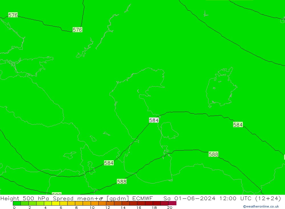 Geop. 500 hPa Spread ECMWF sáb 01.06.2024 12 UTC