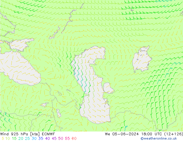 Vent 925 hPa ECMWF mer 05.06.2024 18 UTC