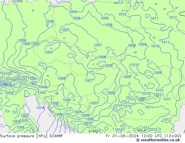 Luchtdruk (Grond) ECMWF vr 31.05.2024 12 UTC