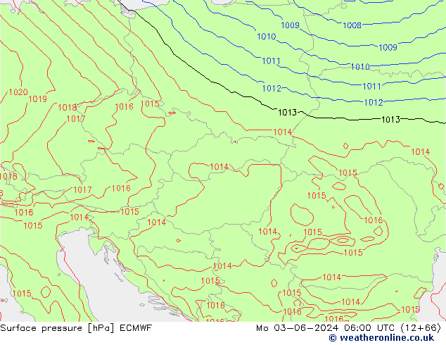 ciśnienie ECMWF pon. 03.06.2024 06 UTC