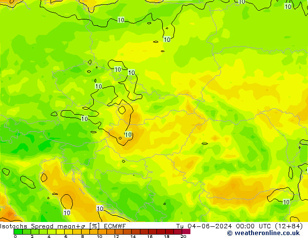 Isotachs Spread ECMWF Tu 04.06.2024 00 UTC