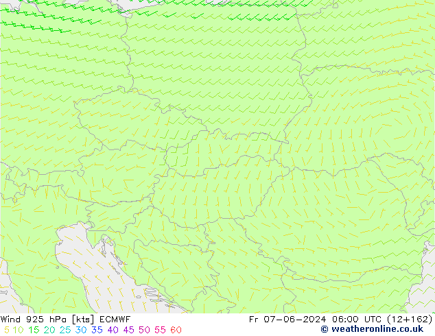 Vento 925 hPa ECMWF ven 07.06.2024 06 UTC