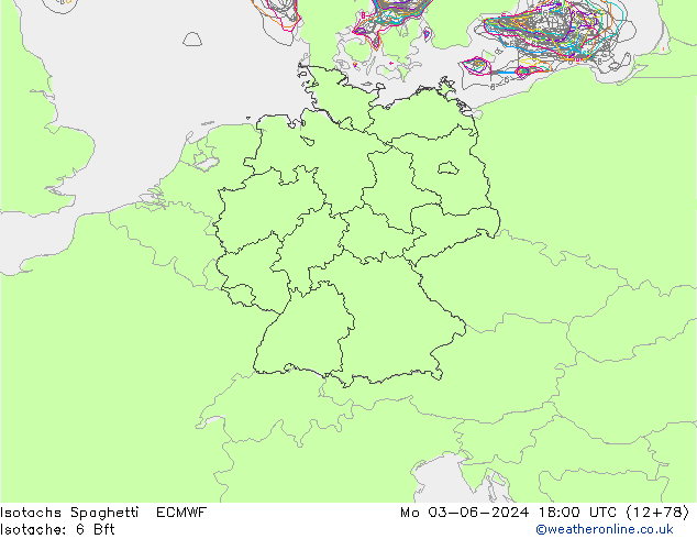 Isotaca Spaghetti ECMWF lun 03.06.2024 18 UTC