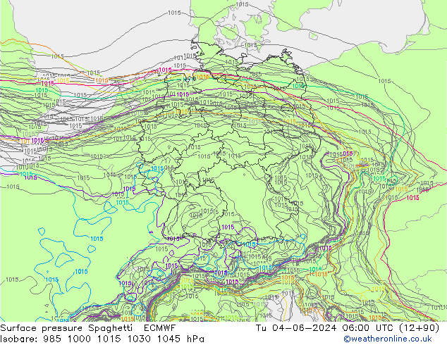 Yer basıncı Spaghetti ECMWF Sa 04.06.2024 06 UTC