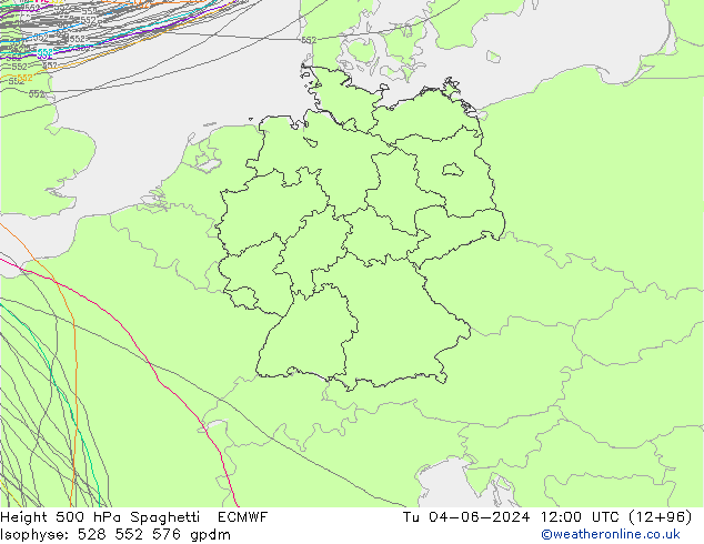 Height 500 hPa Spaghetti ECMWF mar 04.06.2024 12 UTC