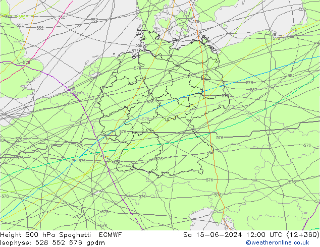 500 hPa Yüksekliği Spaghetti ECMWF Cts 15.06.2024 12 UTC