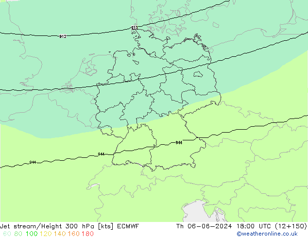 Prąd strumieniowy ECMWF czw. 06.06.2024 18 UTC