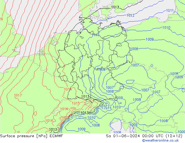 Surface pressure ECMWF Sa 01.06.2024 00 UTC