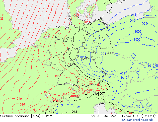 Luchtdruk (Grond) ECMWF za 01.06.2024 12 UTC