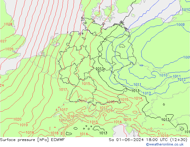 ciśnienie ECMWF so. 01.06.2024 18 UTC