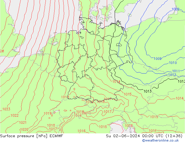 Bodendruck ECMWF So 02.06.2024 00 UTC