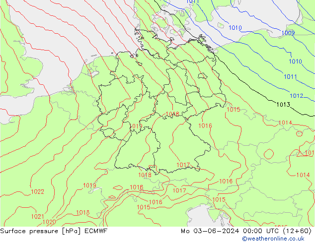 Surface pressure ECMWF Mo 03.06.2024 00 UTC