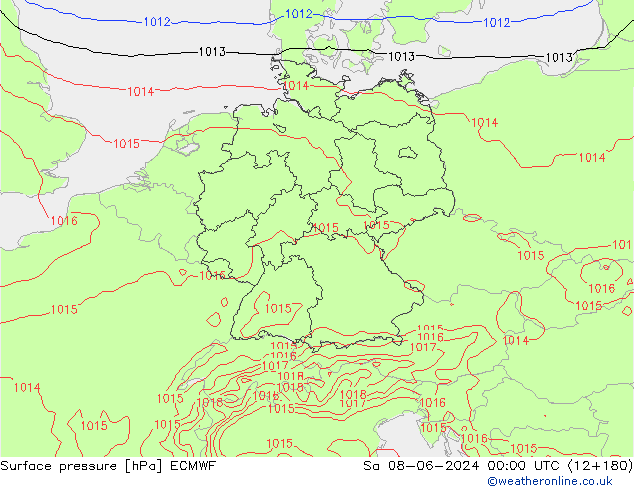 Bodendruck ECMWF Sa 08.06.2024 00 UTC