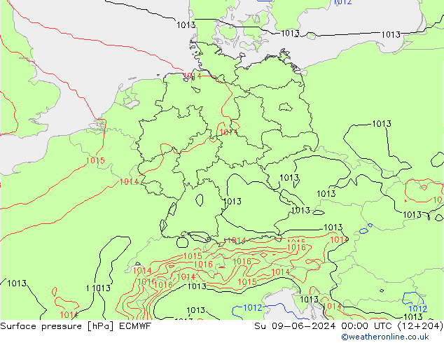 Yer basıncı ECMWF Paz 09.06.2024 00 UTC