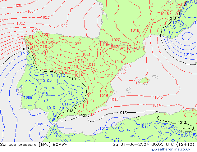 pressão do solo ECMWF Sáb 01.06.2024 00 UTC