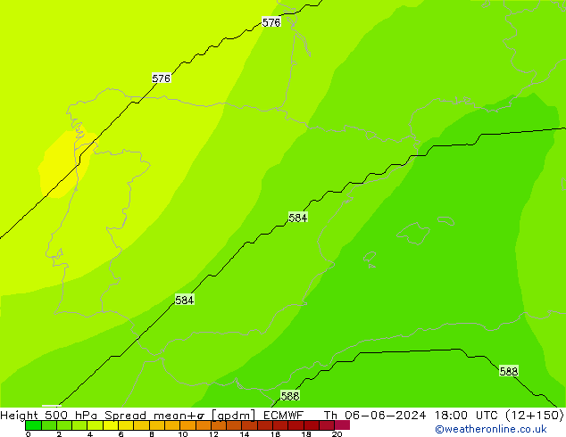 Height 500 hPa Spread ECMWF Do 06.06.2024 18 UTC