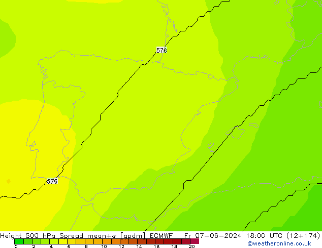 Height 500 hPa Spread ECMWF pt. 07.06.2024 18 UTC