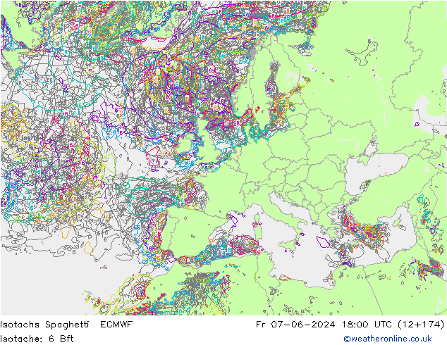 Isotachs Spaghetti ECMWF  07.06.2024 18 UTC