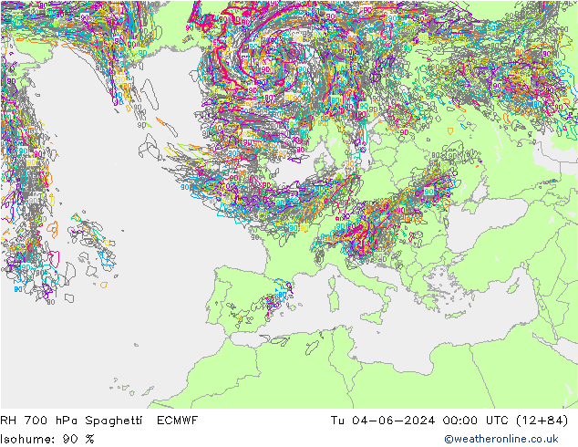 700 hPa Nispi Nem Spaghetti ECMWF Sa 04.06.2024 00 UTC