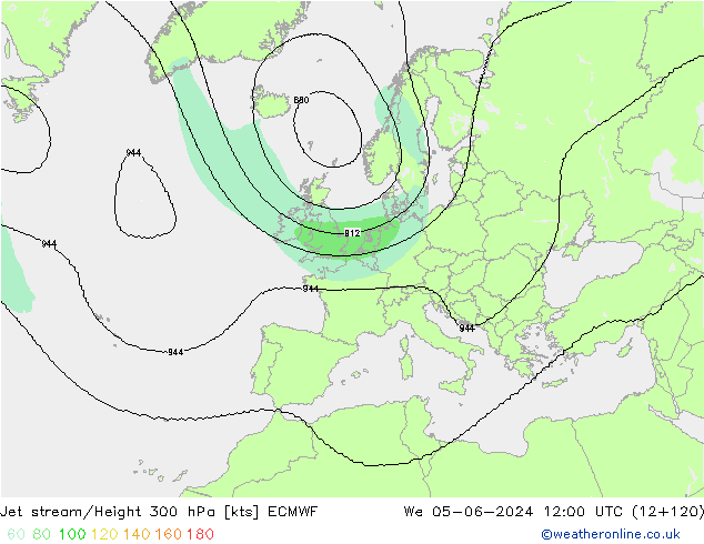 Jet stream ECMWF Qua 05.06.2024 12 UTC