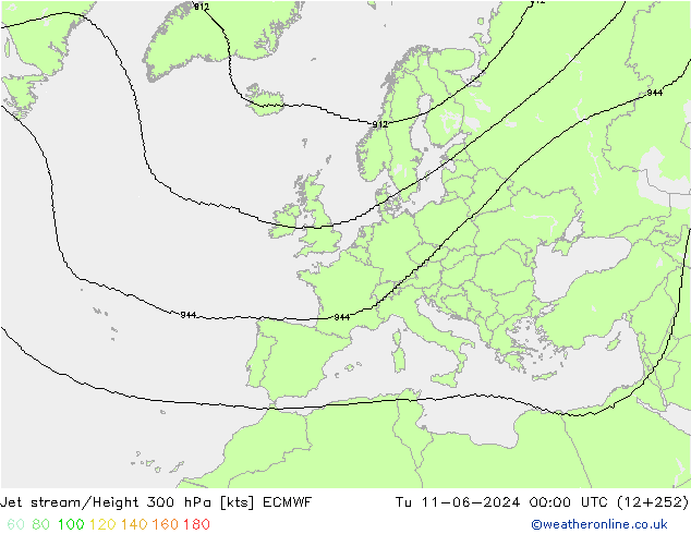 Straalstroom ECMWF di 11.06.2024 00 UTC